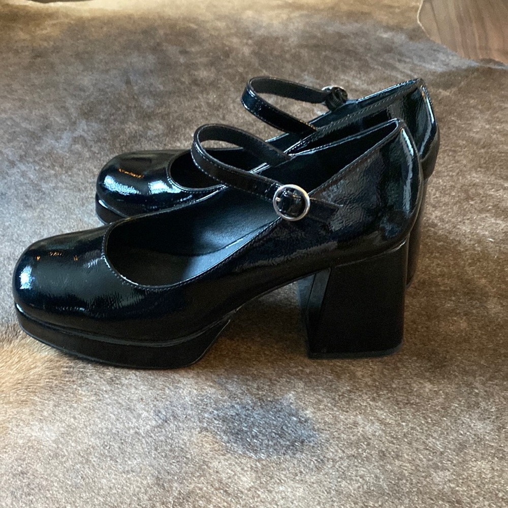 Steve Madden Patent Chunky Platform Shoes Black Size 9